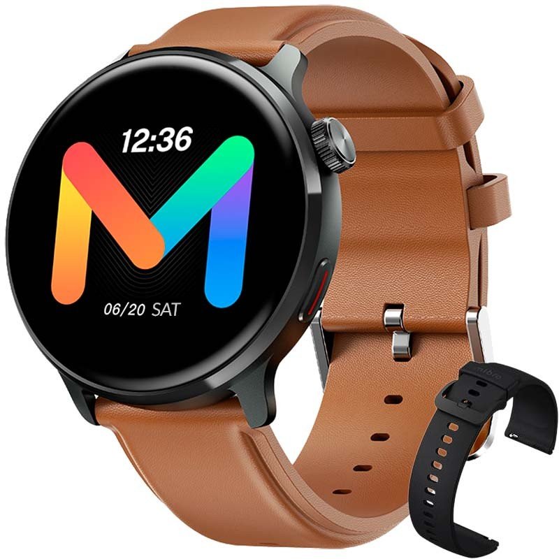 Mibro Watch Lite2 Smartwatch, 1.3" AMOLED HD Display, 60 Sports Modes, HD Bluetooth calling , SpO2 Health Monitoring, 2ATM Waterproof,12-day Battery Life, Dual Straps, Brown - Black