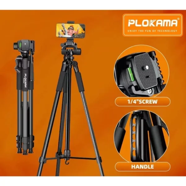 Plokama PK-9950 Professional Tripod 1.5m Convenient Camera and Mobile Universal Use - Image 2