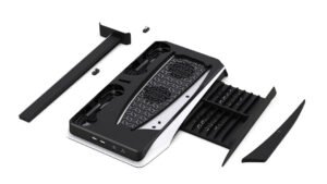 Porodo Gaming Multi-Function PS5 and Headphone Cooling and Charging Hub - Black/White - Image 3