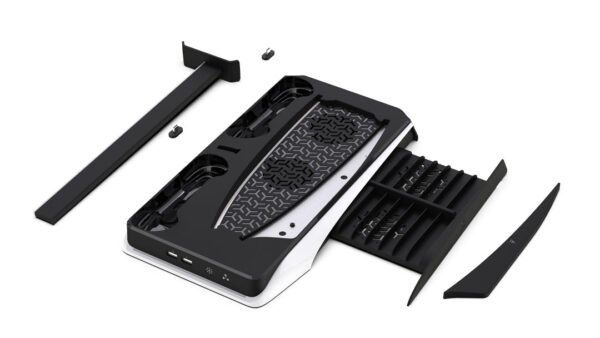 Porodo Gaming Multi-Function PS5 and Headphone Cooling and Charging Hub - Black/White - Image 3