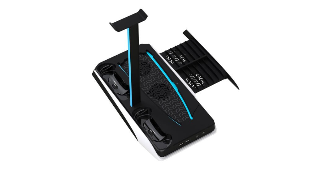 orodo Gaming Multi Function PS5 and Headphone Cooling and Charging Hub Black White All Products