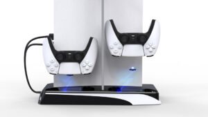 Porodo Gaming Multi-Function PS5 and Headphone Cooling and Charging Hub - Black/White - Image 4