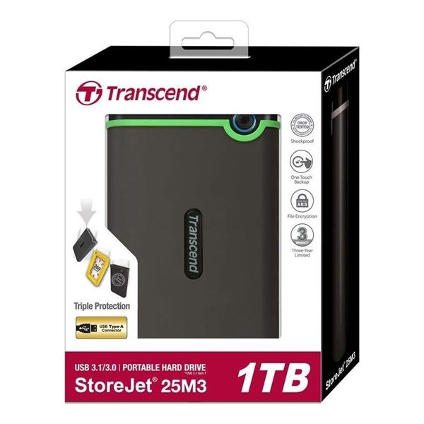 Transcend 1TB Storejet External rugged 2,5inches USB 3.1 Gen 1 interface Iron Gray