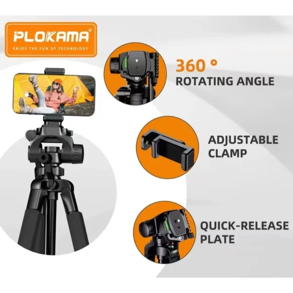 Plokama PK-9950 Professional Tripod 1.5m Convenient Camera and Mobile Universal Use - Image 4