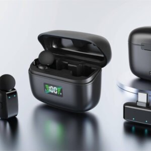 Green Lion Flex Mic Duo Type C 2 in 1, Lightning Head Connector Included, 300mAh Case & 60mAh Mic Battery Capacity, Digital Display, Voice Changer Function, Plug and Play - Black - Image 3