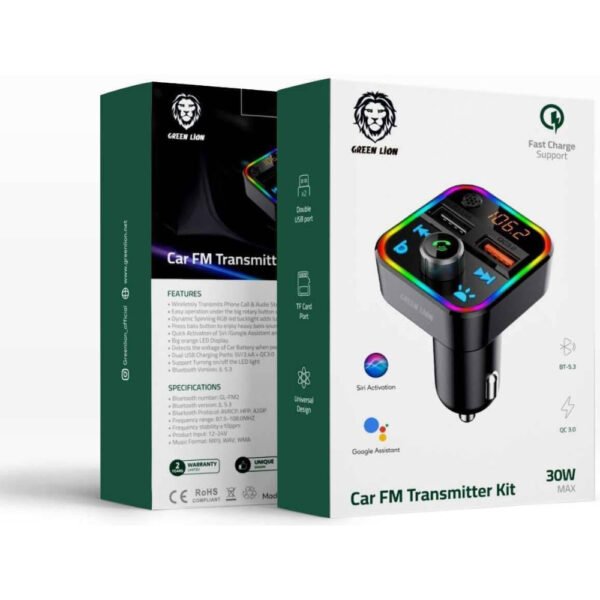 Green Lion Car FM Transmitter Kit 30W, Black - Image 2