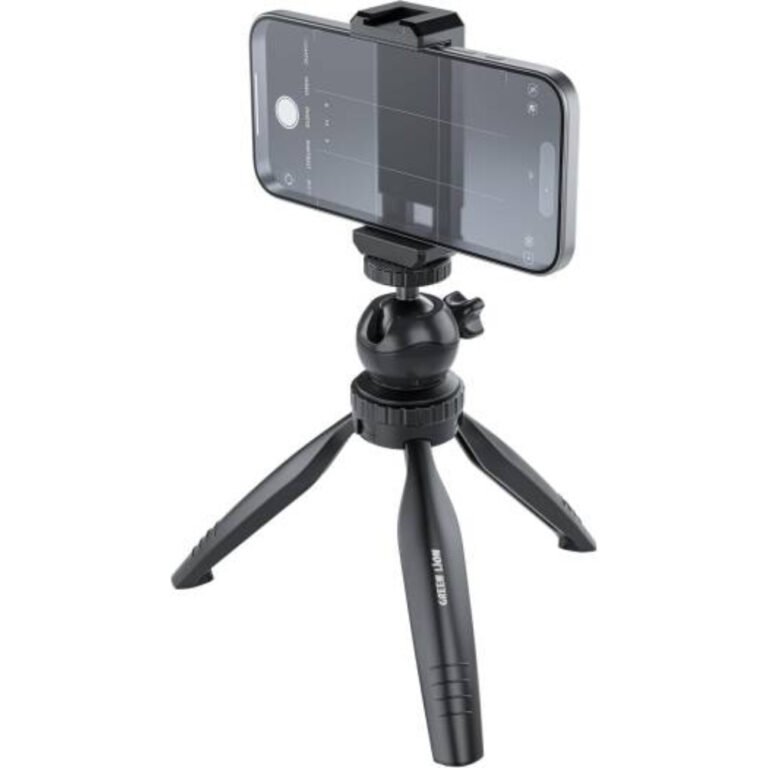 Green Lion Mini 360 Tripod with Phone Holder, 55-85 mm Phone Holder Size, 2.5kg load Capacity, Universal Compatibility, Pan & Tilt Function, 2-Angle Adjustable, Foam Phone Grips, 90 Tilt Ball Head