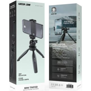 Green Lion Mini 360 Tripod with Phone Holder, 55-85 mm Phone Holder Size, 2.5kg load Capacity, Universal Compatibility, Pan & Tilt Function, 2-Angle Adjustable, Foam Phone Grips, 90 Tilt Ball Head - Image 2