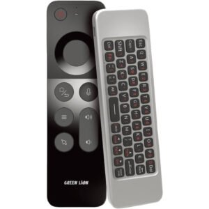 Green Lion 4 in 1 Wireless Remote With Keyboard, Air mouse, Ir remote, Voice control, 250mAh Battery, 20 Days Working Time, 12m Control Range, 58 Keys - Black