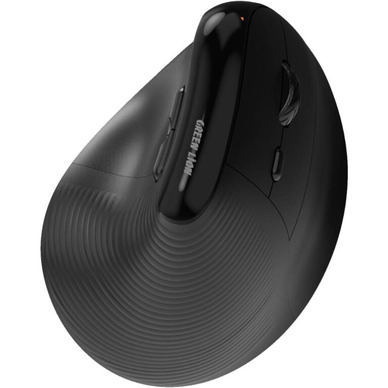 Green Lion Ergo Grip Vertical Mouse, BT & 2.4GHz Connectivity, 1200 to 4000 DPI, 500mAh Battery, 30H Working Time, 3 Million Clicks, LED Indicator Lights, Type-C Port, Multi-Device Pairing - Black