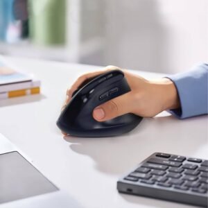 Green Lion Ergo Grip Vertical Mouse, BT & 2.4GHz Connectivity, 1200 to 4000 DPI, 500mAh Battery, 30H Working Time, 3 Million Clicks, LED Indicator Lights, Type-C Port, Multi-Device Pairing - Black - Image 7