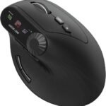 Green Lion Smart OLED Vertical Mouse, Oled Display, 1200 to 4000 DPI, 2.4G/BT V5.1 Connectivity, 3M Clicks button Life, 65H Working Time, 500mAh Battery, Multi-Function Knob, Ergonomic Design - Black