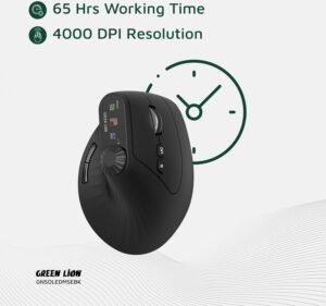 Green Lion Smart OLED Vertical Mouse, Oled Display, 1200 to 4000 DPI, 2.4G/BT V5.1 Connectivity, 3M Clicks button Life, 65H Working Time, 500mAh Battery, Multi-Function Knob, Ergonomic Design - Black - Image 7