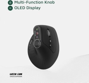 Green Lion Smart OLED Vertical Mouse, Oled Display, 1200 to 4000 DPI, 2.4G/BT V5.1 Connectivity, 3M Clicks button Life, 65H Working Time, 500mAh Battery, Multi-Function Knob, Ergonomic Design - Black - Image 6