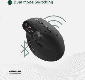 Green Lion Smart OLED Vertical Mouse, Oled Display, 1200 to 4000 DPI, 2.4G/BT V5.1 Connectivity, 3M Clicks button Life, 65H Working Time, 500mAh Battery, Multi-Function Knob, Ergonomic Design - Black - Image 4