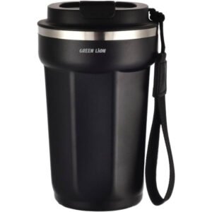 Green Lion Vacuum Mug 380 ml, 4-6 Hrs Cold & Hot, Double-Wall Vacuum Insulation, Exquisite Appearance, Food-grade material, Bottle Carrier Strap, Stainless Steel Material