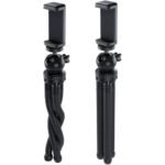 Green Lion Flexible Tripod with Foam Grips, 55-85 mm Phone Holder Size, Universal Compatibility, 3 kg Load Capacity, 2-Angle Adjustable, Pan & Tilt Functions, 360 Rotation, Flexible Legs - Black