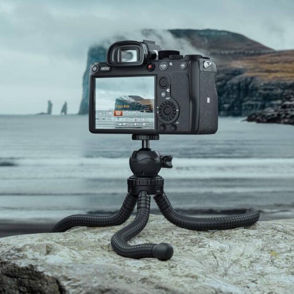 Green Lion Flexible Tripod with Foam Grips, 55-85 mm Phone Holder Size, Universal Compatibility, 3 kg Load Capacity, 2-Angle Adjustable, Pan & Tilt Functions, 360 Rotation, Flexible Legs - Black - Image 2