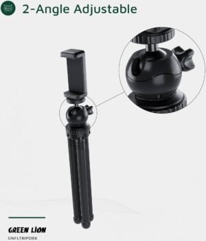 Green Lion Flexible Tripod with Foam Grips, 55-85 mm Phone Holder Size, Universal Compatibility, 3 kg Load Capacity, 2-Angle Adjustable, Pan & Tilt Functions, 360 Rotation, Flexible Legs - Black - Image 8