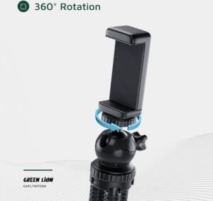 Green Lion Flexible Tripod with Foam Grips, 55-85 mm Phone Holder Size, Universal Compatibility, 3 kg Load Capacity, 2-Angle Adjustable, Pan & Tilt Functions, 360 Rotation, Flexible Legs - Black - Image 6