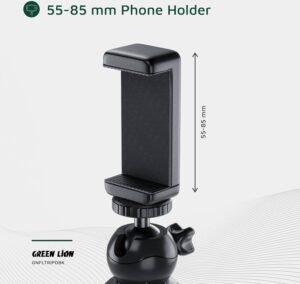 Green Lion Flexible Tripod with Foam Grips, 55-85 mm Phone Holder Size, Universal Compatibility, 3 kg Load Capacity, 2-Angle Adjustable, Pan & Tilt Functions, 360 Rotation, Flexible Legs - Black - Image 4