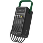 Green Lion Solar Max 80000mAh Power Bank with Digital Display, Polymer Battery, Solar Charging Panel, Type-C/Micro/Lightning Head/USB-A Output, lightweight & Portable, 4 Integrated Cables