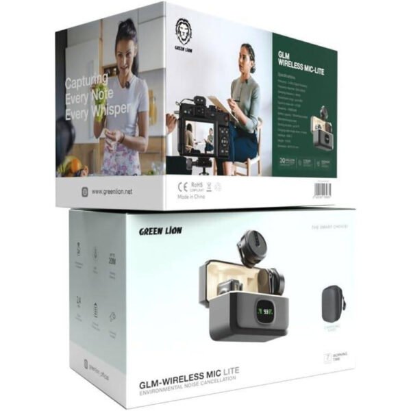 Green Lion GLM-Wireless Mic Lite, Compact & Portable Digital Display Up To 20m Transmission Range 2.4Ghz Digital Frequency 21 Hrs with Charging Case 21 Hrs with Charging Case Working 800mAh - Image 3