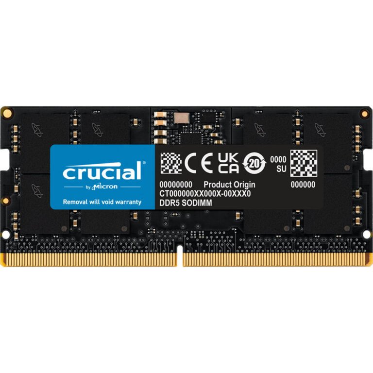 Crucial SODIMM Laptop Memory, 16GB Capacity, DDR5-5600 Speed, 46-45-45 JEDEC, 1.1 Voltage, Unbuffered