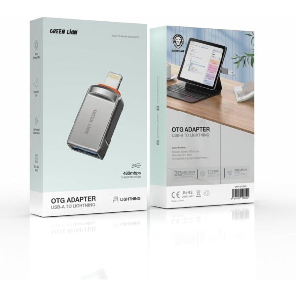 Green Lion OTG Adapter USB-A To Lightning Head, Wide Compatibility, Impressive Speed Transmission, Long-Term Use, Zinc Alloy Shell, 120W Charging, 480mbps Transfer, Phone/Tablet - Image 2