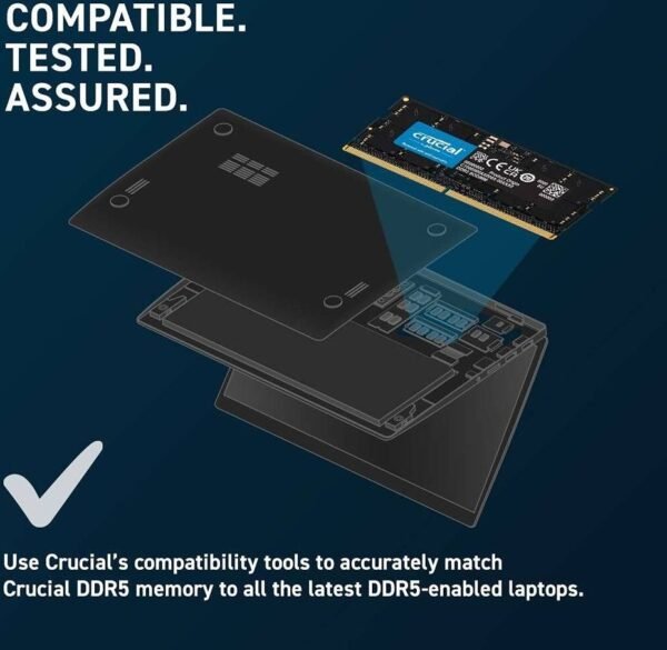 Crucial 16GB DDR5 SODIMM Laptop Memory (RAM), 16GB Capacity, DDR5-5600 Speed, 46-45-45 JEDEC, 1.1 Voltage, Unbuffered - Image 2