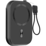 Green Lion 3-in-1 Power Bank, 10000mAh Battery, Compatible With MagSafe, PD 20W Fast Charging, Type-C Output, Type-C Cable Strap, LED Battery Display, Multiple Protection, Compact & Portable - Black