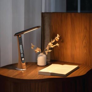 Green Lion LED Table Lamp, 1800mAh Battery, Cold-Natural-Warm Light Modes, Adjustable Brightness & Angle, 190 Lm Brightness, Stepless Dimming, Digital Time & Date - Wooden - Image 9