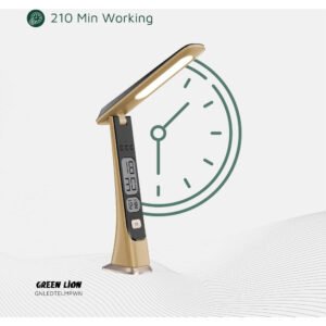 Green Lion LED Table Lamp, 1800mAh Battery, Cold-Natural-Warm Light Modes, Adjustable Brightness & Angle, 190 Lm Brightness, Stepless Dimming, Digital Time & Date - Wooden - Image 3