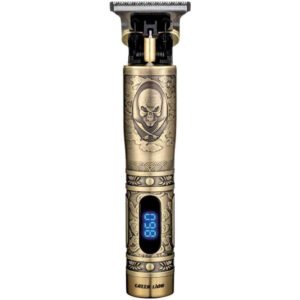 Green Lion Pirates Hair Trimmer with 3 Clippers 600mAh, 6500RPM, LCD Display, 60minutes Working Time, Type-C Charging, Metal Body, Lightweight & Portable - Gold