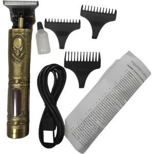 Green Lion Pirates Hair Trimmer with 3 Clippers 600mAh, 6500RPM, LCD Display, 60minutes Working Time, Type-C Charging, Metal Body, Lightweight & Portable - Gold - Image 3