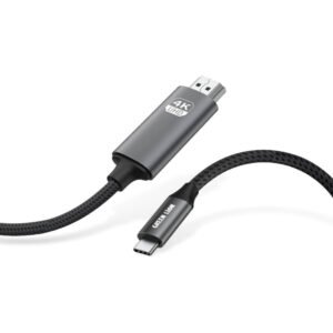 Green Lion 4K 30Hz USB-C to HDMI Cable,Braided Cable,Mirror Mode,Extend Mode,2 Meter Cable,Aluminum Shell,Durable Material,Speed & Power Combined - Black