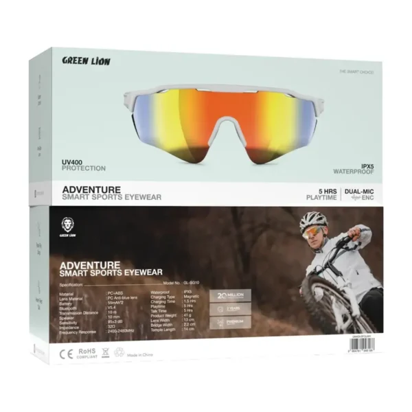 Green Lion Adventure Smart Sports Eyewear: Bluetooth Audio Glasses with UV400 Protection - Image 2