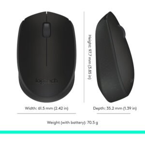 Logitech M171 Wireless Mouse for PC, Mac, Laptop, 2.4 GHz with USB Mini Receiver, Optical Tracking, 12-Months Battery Life, Ambidextrous - Black - Image 3