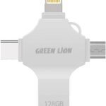 Green Lion 4 in 1 USB Flash Drive 256GB, Multi Ports, Fast Data Transmissions, Large Storage Capacity, Plug & Play - Silver