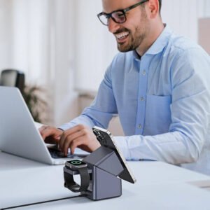 Green Lion Multi Device 4 Wireless Charger, Digital Clock, 15W Wireless Charging, Compatible with Magsafe, Adjustable Angle View, Touch Control, Compatible with Airpod/iWatch - Image 3