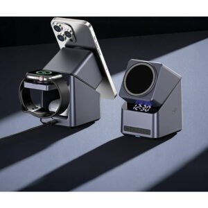 Green Lion Multi Device 4 Wireless Charger, Digital Clock, 15W Wireless Charging, Compatible with Magsafe, Adjustable Angle View, Touch Control, Compatible with Airpod/iWatch - Image 4