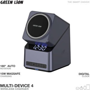 Green Lion Multi Device 4 Wireless Charger, Digital Clock, 15W Wireless Charging, Compatible with Magsafe, Adjustable Angle View, Touch Control, Compatible with Airpod/iWatch - Image 5