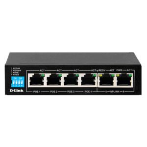 D-Link DES-F1006P-E 6-Port Unmanaged PoE Switch, 4 x 10/100 Mbps Fast Ethernet Ports, 2 x 10/100 Mbps Uplink Port Power-over-Ethernet (60W), Flow Control For Protection Against Data Loss, Maximum Distance Of 250m - Image 3