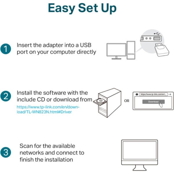 TP-Link TL-WN823N N300 Mini USB Wireless WiFi Network Adapter for pc - Image 6