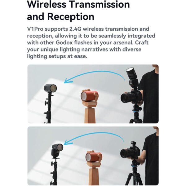 GODOX V1 PRO N 2.4G Wireless Camera Flash 1/8000s HSS 1.3s Recycle Time with M/TTL Flash Mode with Detachable Sub Flash Speedlite Compatible with Nikon Cameras + Godox AK-R1 Pocket Flash Light Access - Image 9