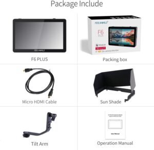 FEELWORLD F6 Plus V2 6 inch DSLR Camera Field Touch Screen Monitor with HDR 3D Lut Small Full HD 1920x1080 IPS Video Peaking Focus Assist 4K HDMI 8.4V DC Input Output Include Tilt Arm - Image 8