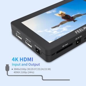 FEELWORLD F6 Plus V2 6 inch DSLR Camera Field Touch Screen Monitor with HDR 3D Lut Small Full HD 1920x1080 IPS Video Peaking Focus Assist 4K HDMI 8.4V DC Input Output Include Tilt Arm - Image 6