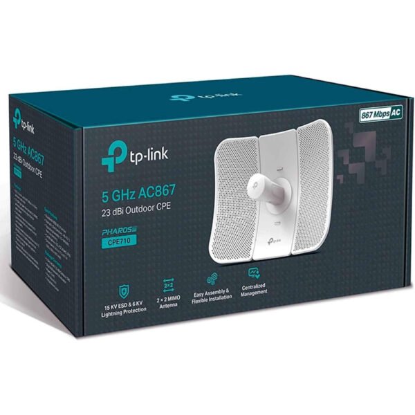 TP-Link CPE710 | 5GHz AC 867Mbps Long Range Gigabit Outdoor CPE for PtP and PtMP Transmission | Point to Point Wireless Bridge | 23dBi | Passive PoE Powered w/Free PoE Injector | Pharos Control - Image 4