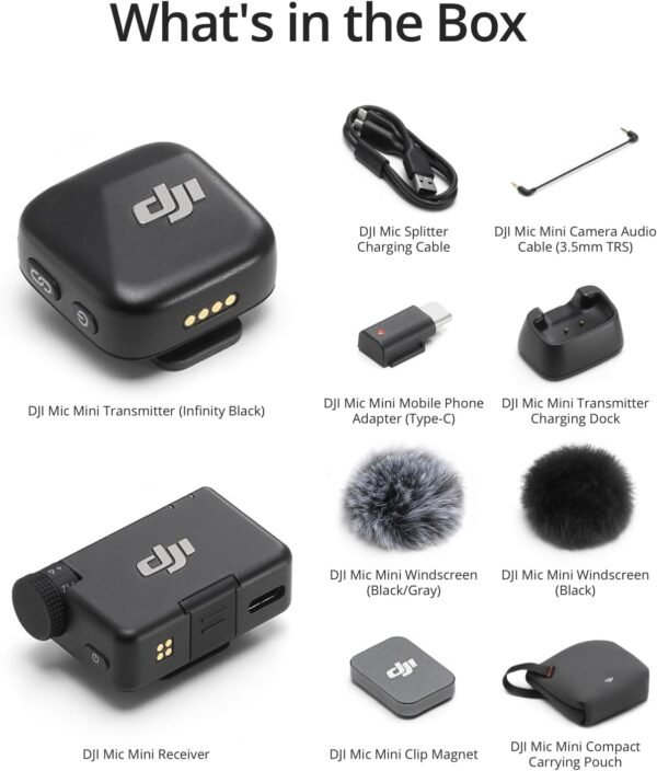 DJI Mic Mini (1 TX + 1 RX), Wireless Lavalier Microphone, Detail-Rich Audio, Noise Cancelling, Automatic Limiting - Image 2