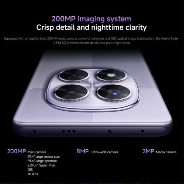 Redmi Note 14 Pro 5G + 4G LTE (for Tmobile Mint Tello & Global) (256GB + 8GB) NFC 6.67" 120Hz 200MP Pro AI Camera - Image 3